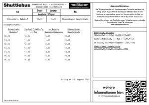 Fahrplan Shuttle-Bus zum Kinderfest im Eisenbahnmuseum Schwechat 2025